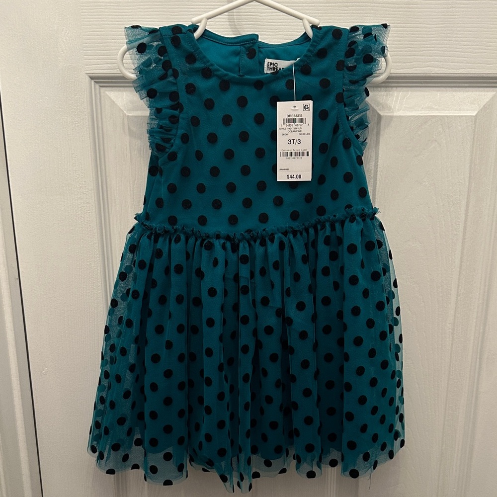 Epic Threads Teal and Black Polka Dot Dress size 3T